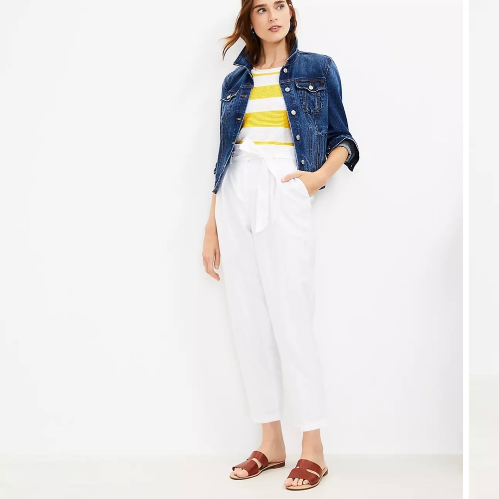 NWT LOFT Paperbag Taper Pants in Linen Cotton